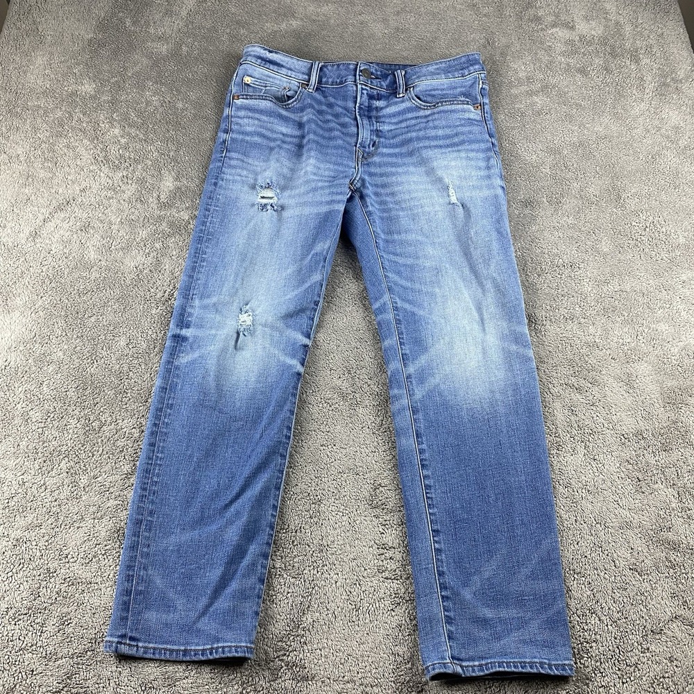 American Eagle Jeans Mens 33x27 Blue Airflex + Slim Straight Distressed